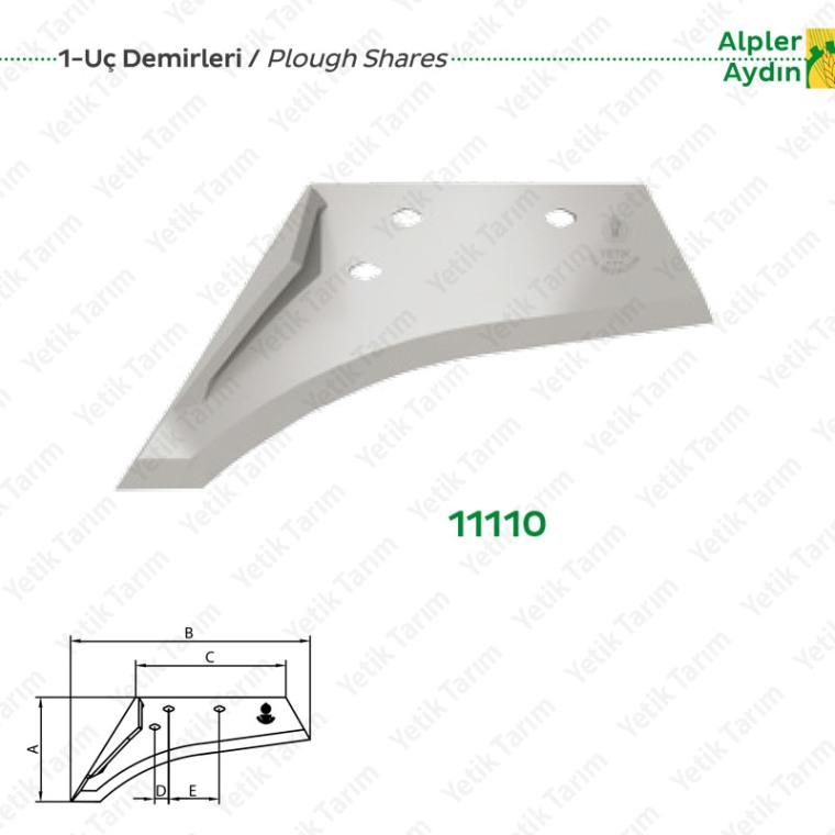 Alpler - Aydın Pulluk Bıçağı Uç Demiri 10 Numara
