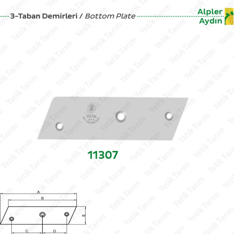 3 Delikli Taban Demiri Alpler - Aydın Pulluk